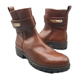 ECCO Modtray HYDROMAX TrayTech Brown Leather Ankle Boot Women Size 7-7.5 38 NEW
